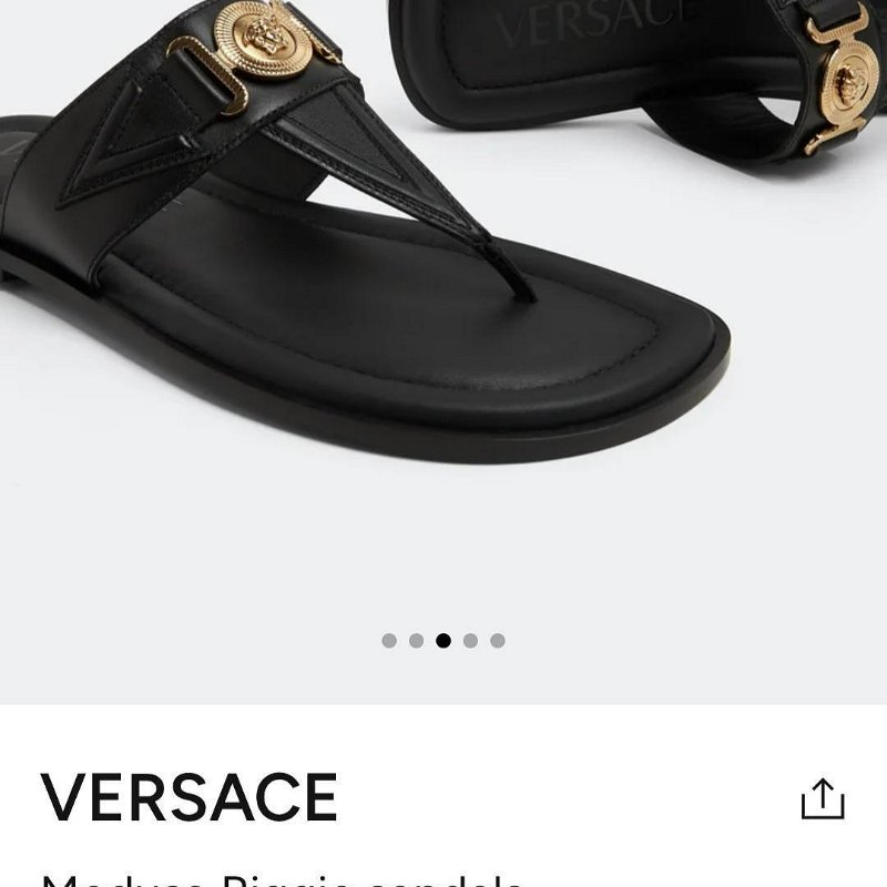 💎Han's house精品服飾💎VERSACE 凡賽斯 女王頭 美杜莎 小牛皮 夾腳拖鞋 涼鞋 現貨23.5 原價22000-4