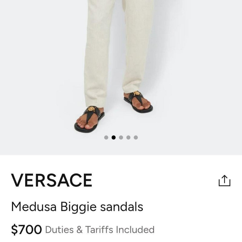 💎Han's house精品服飾💎VERSACE 凡賽斯 女王頭 美杜莎 小牛皮 夾腳拖鞋 涼鞋 現貨23.5 原價22000-5
