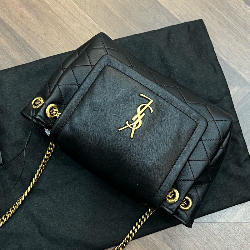 YSL聖羅蘭 NOLITA洛麗塔 黑金 mini斜挎包配塵袋-3