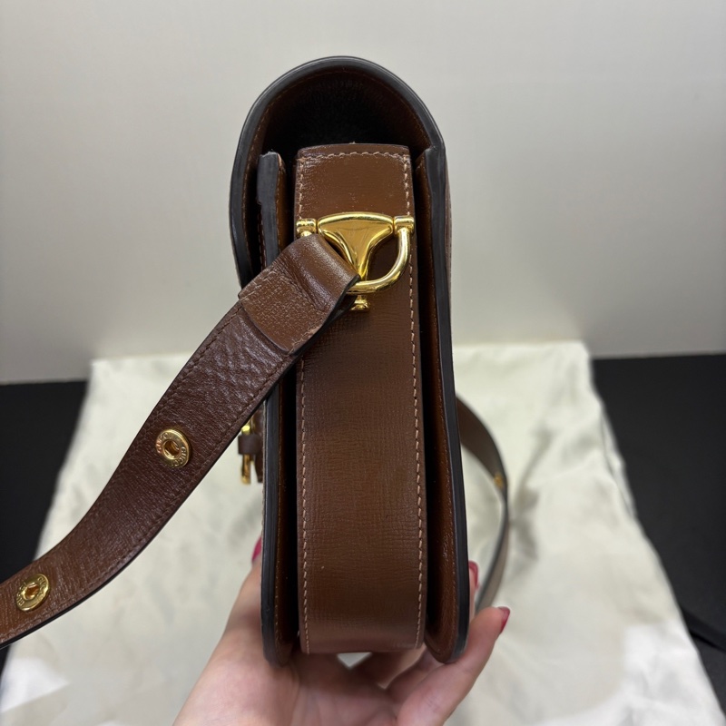 Gucci古馳 1955棕色老花馬鞍包 中號黑標033 附件：防塵袋。-2