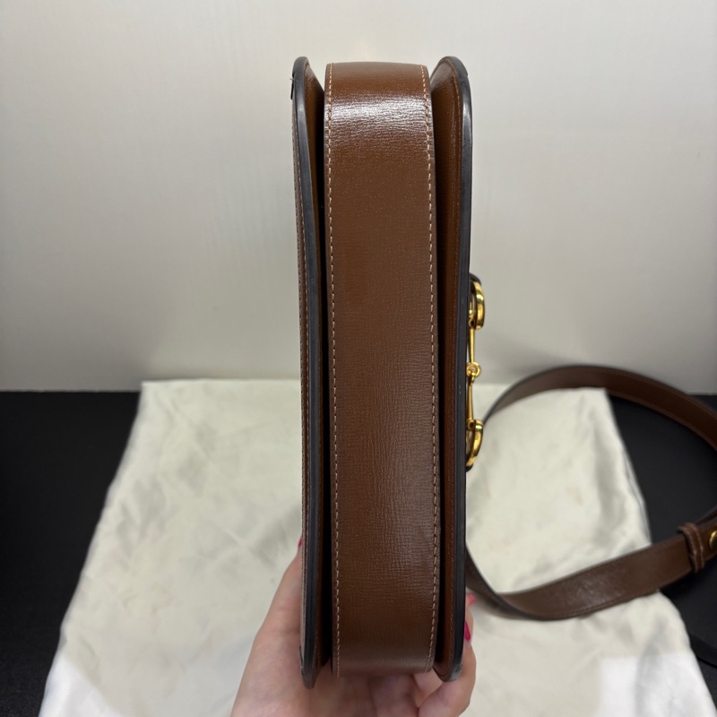 Gucci古馳 1955棕色老花馬鞍包 中號黑標033 附件：防塵袋。-4