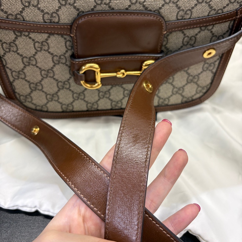 Gucci古馳 1955棕色老花馬鞍包 中號黑標033 附件：防塵袋。-8