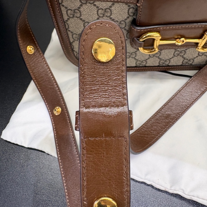 Gucci古馳 1955棕色老花馬鞍包 中號黑標033 附件：防塵袋。-9