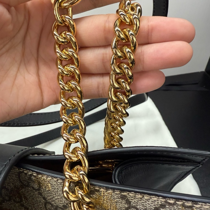 Gucci古馳 Padlock小蜜蜂鏈條包 經典老花燙金蜜蜂印花 黑標 尺寸26*17*10 附件：塵袋 鑰匙。-10