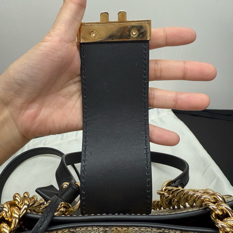 Gucci古馳 Padlock小蜜蜂鏈條包 經典老花燙金蜜蜂印花 黑標 尺寸26*17*10 附件：塵袋 鑰匙。-12