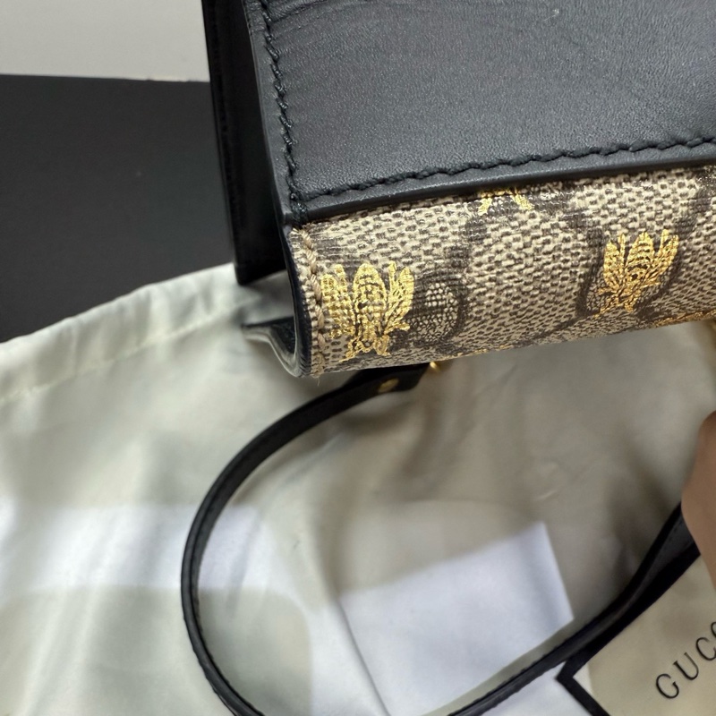 Gucci古馳 Padlock小蜜蜂鏈條包 經典老花燙金蜜蜂印花 黑標 尺寸26*17*10 附件：塵袋 鑰匙。-13