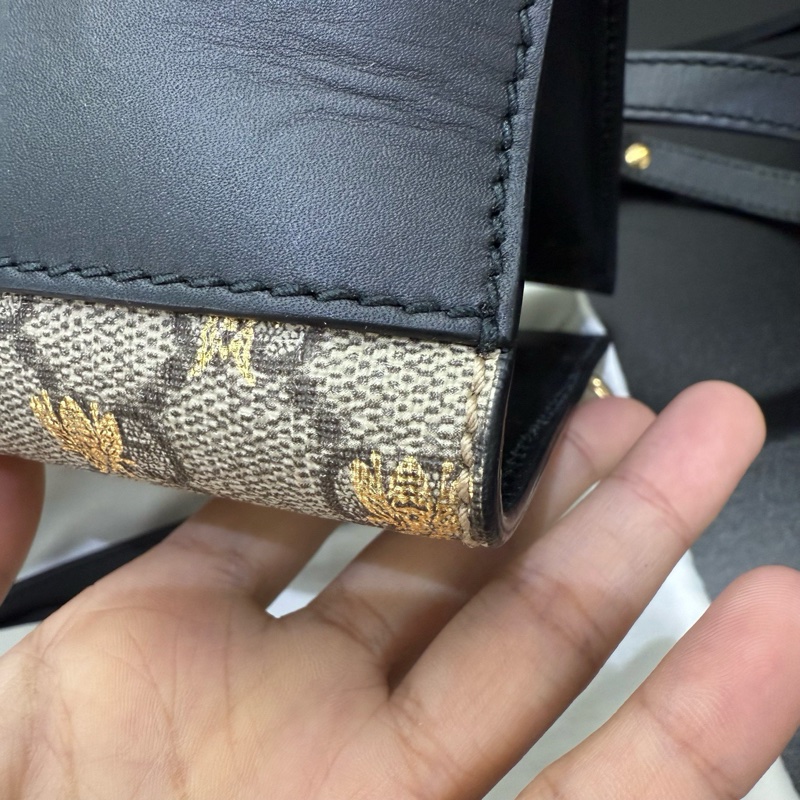 Gucci古馳 Padlock小蜜蜂鏈條包 經典老花燙金蜜蜂印花 黑標 尺寸26*17*10 附件：塵袋 鑰匙。-14