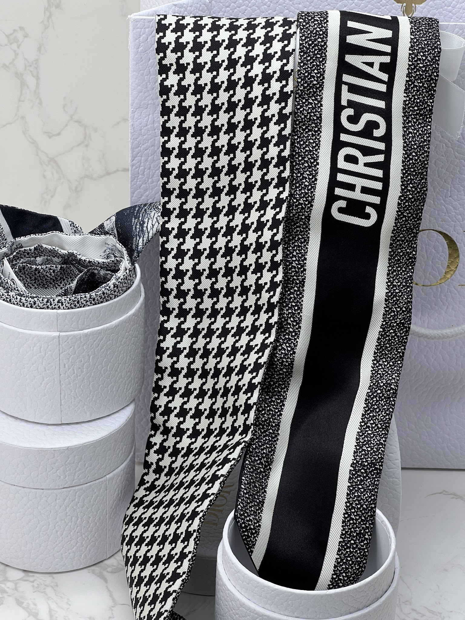 香緹國際精品 Dior 千鳥格 絲巾 996-5
