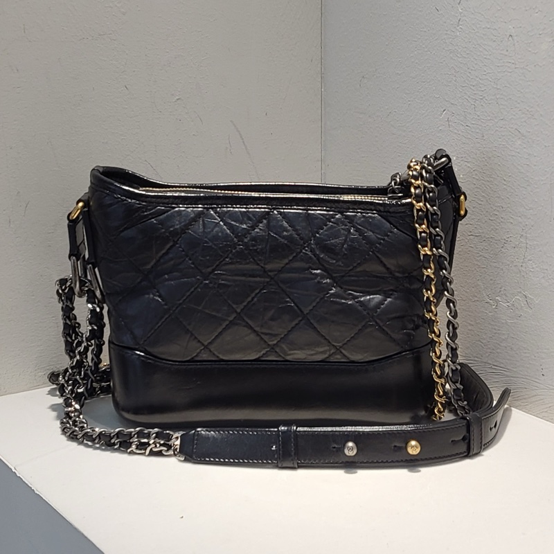 香奈兒/Chanel  黑金油蠟牛皮小號流浪 24開 無卡-1