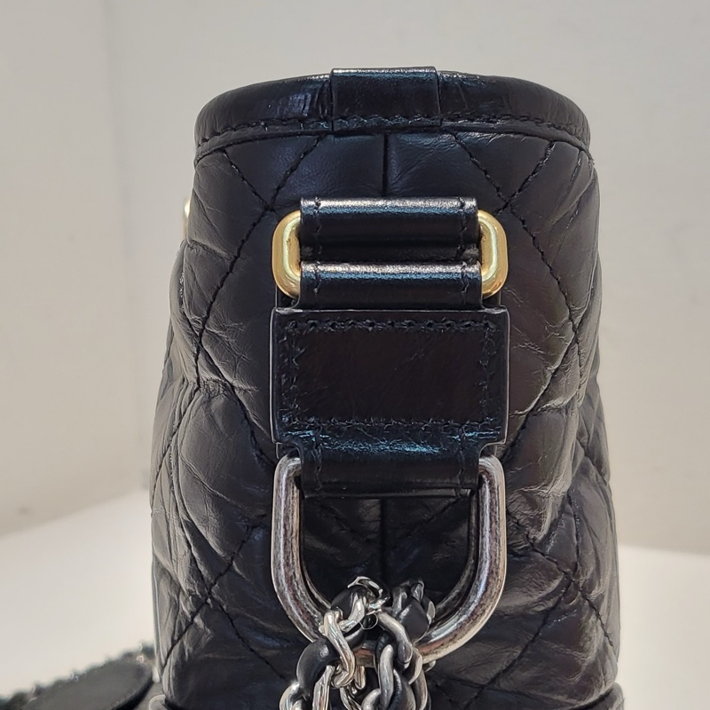 香奈兒/Chanel  黑金油蠟牛皮小號流浪 24開 無卡-5