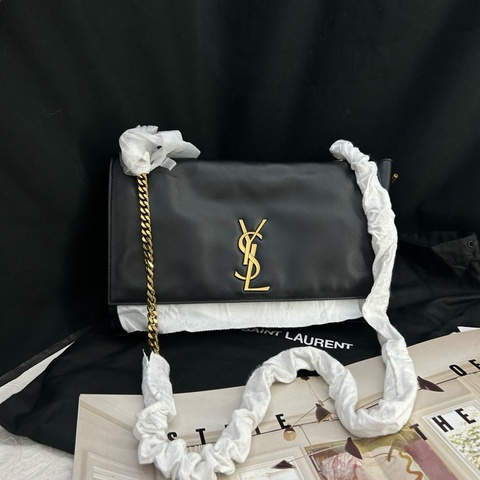 99新 YSL聖羅蘭 黑金雙麵包Kate 麂皮拼皮 24年編碼 尺寸28x19x5 附件：防塵袋