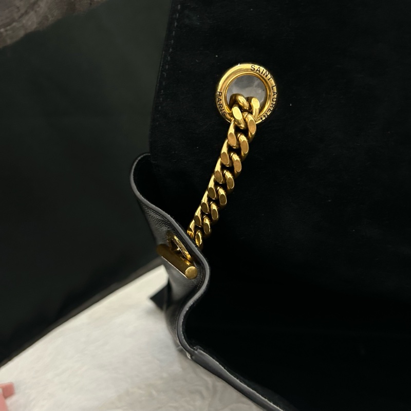 99新 YSL聖羅蘭 黑金雙麵包Kate 麂皮拼皮 24年編碼 尺寸28x19x5 附件：防塵袋-12