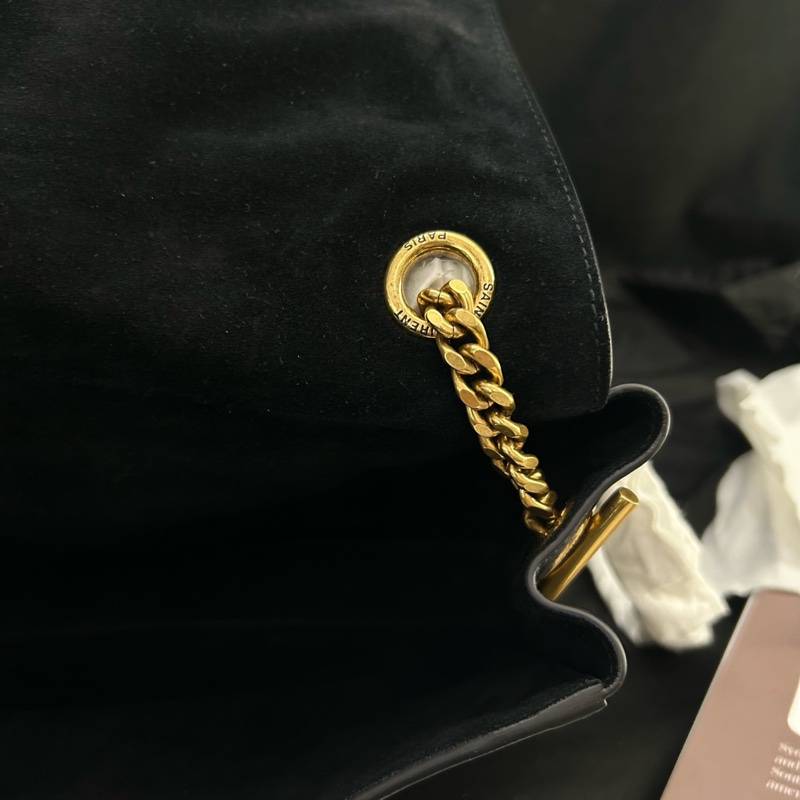 99新 YSL聖羅蘭 黑金雙麵包Kate 麂皮拼皮 24年編碼 尺寸28x19x5 附件：防塵袋-13