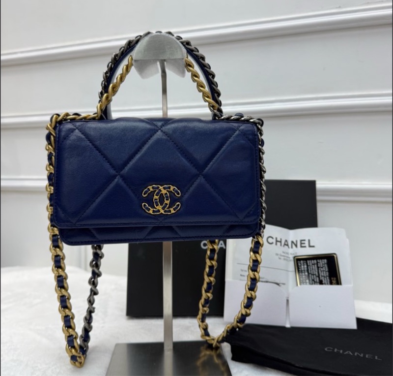 Chanel香奈兒WOC 19bag 鏈條斜挎包 深藍色-0