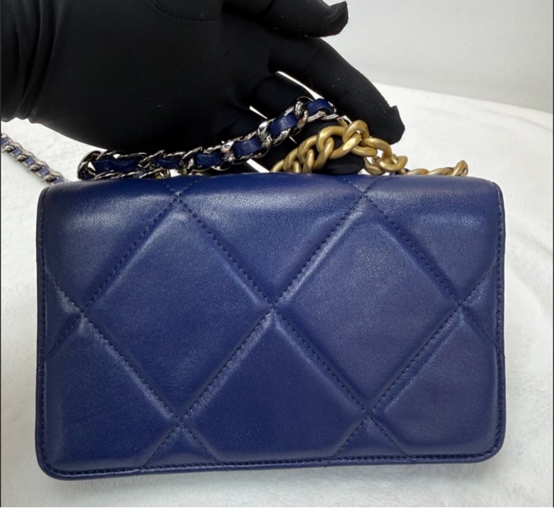 Chanel香奈兒WOC 19bag 鏈條斜挎包 深藍色-3