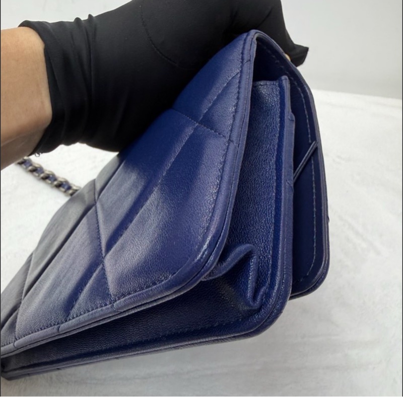 Chanel香奈兒WOC 19bag 鏈條斜挎包 深藍色-5