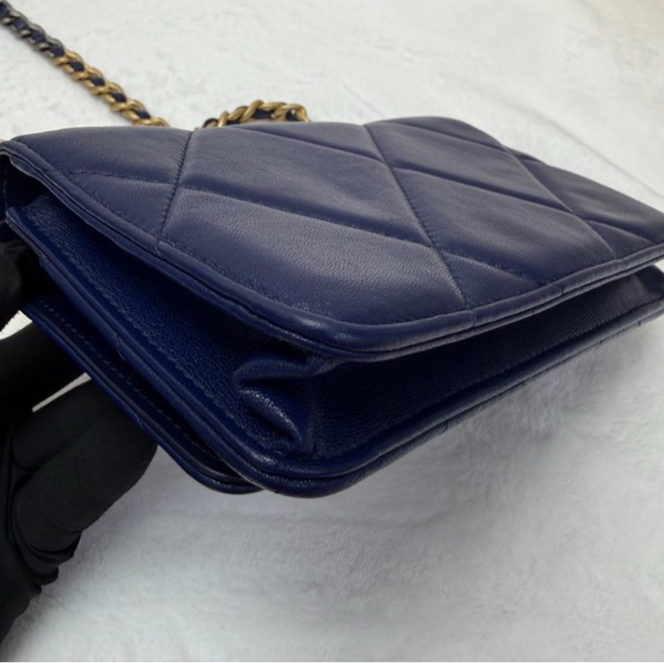 Chanel香奈兒WOC 19bag 鏈條斜挎包 深藍色-7