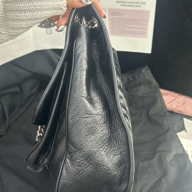 YSL聖羅蘭 Niki大號 黑色全皮油蠟皮鏈條包 D扣 22年編碼 尺寸：32×9×23 附件：塵袋-2