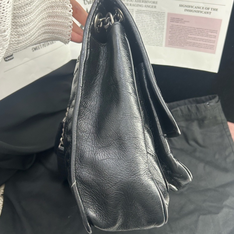 YSL聖羅蘭 Niki大號 黑色全皮油蠟皮鏈條包 D扣 22年編碼 尺寸：32×9×23 附件：塵袋-3