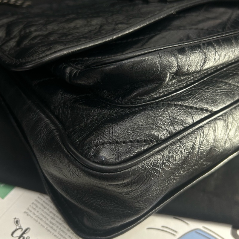 YSL聖羅蘭 Niki大號 黑色全皮油蠟皮鏈條包 D扣 22年編碼 尺寸：32×9×23 附件：塵袋-9