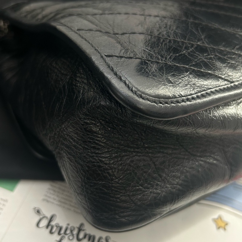 YSL聖羅蘭 Niki大號 黑色全皮油蠟皮鏈條包 D扣 22年編碼 尺寸：32×9×23 附件：塵袋-11