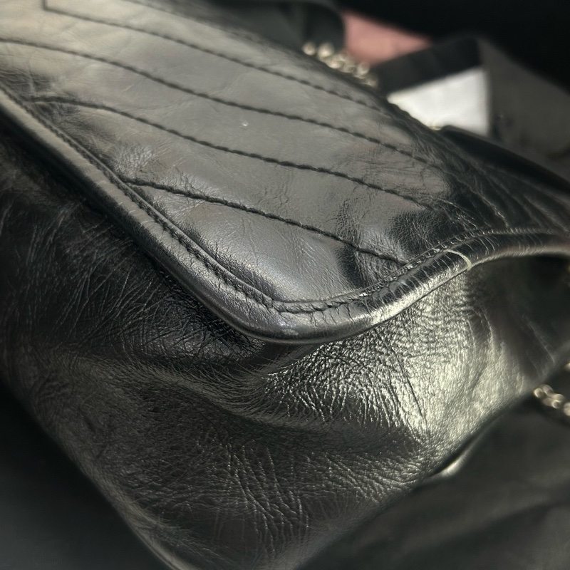YSL聖羅蘭 Niki大號 黑色全皮油蠟皮鏈條包 D扣 22年編碼 尺寸：32×9×23 附件：塵袋-12