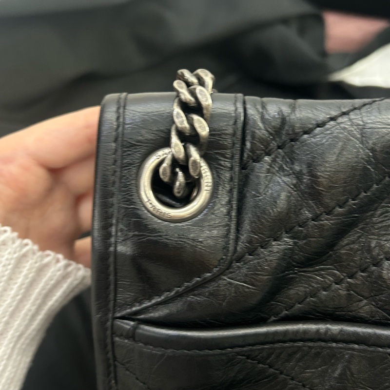YSL聖羅蘭 Niki大號 黑色全皮油蠟皮鏈條包 D扣 22年編碼 尺寸：32×9×23 附件：塵袋-13