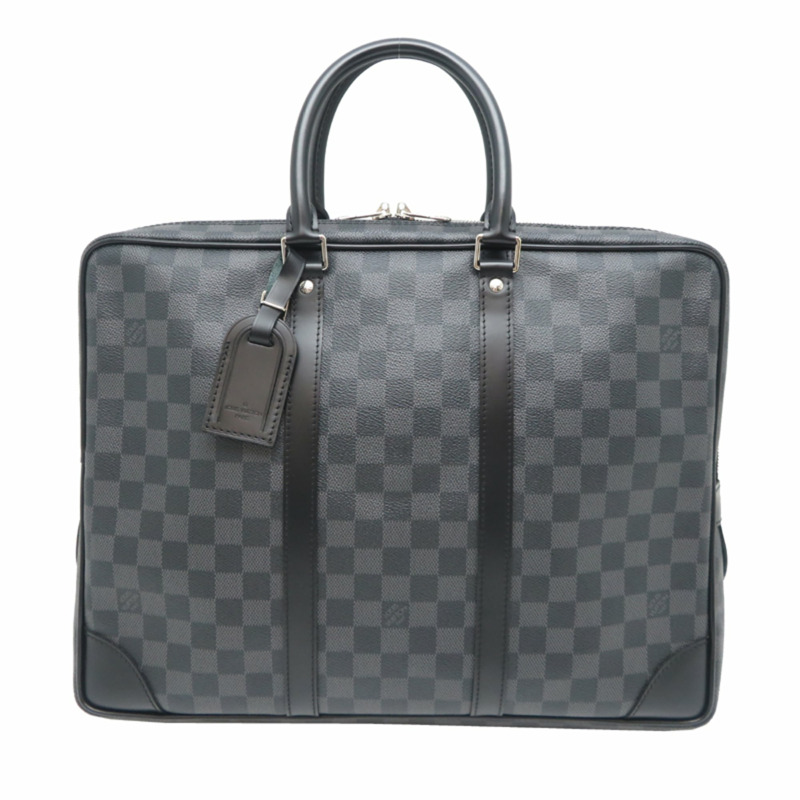 路易威登 Porte Document Voyage 男士商務包 N41125 Damier 石墨黑色-0