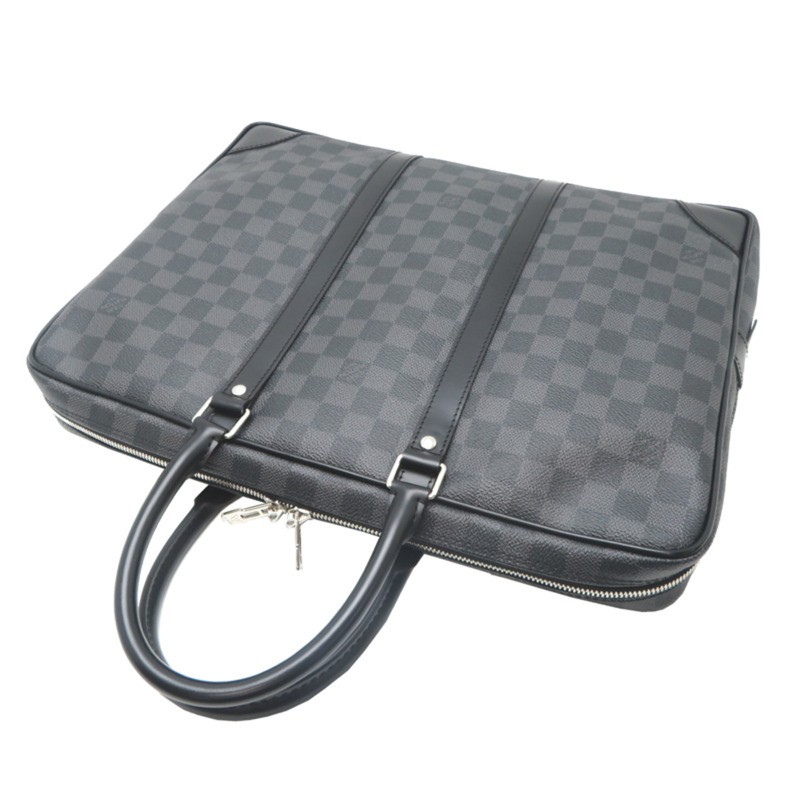 路易威登 Porte Document Voyage 男士商務包 N41125 Damier 石墨黑色-3