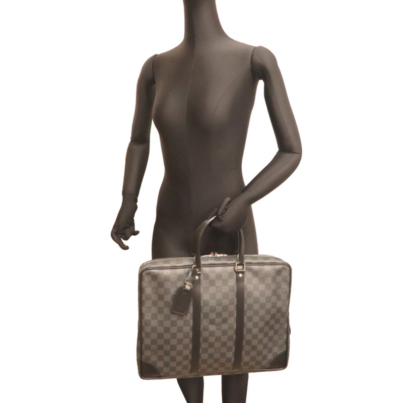 路易威登 Porte Document Voyage 男士商務包 N41125 Damier 石墨黑色-7