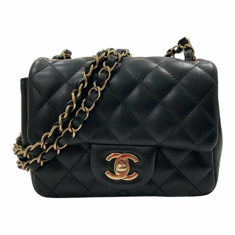 CHANEL 香奈兒 A35200 CF17 方胖子 肩背包 羊皮 黑色 金釦