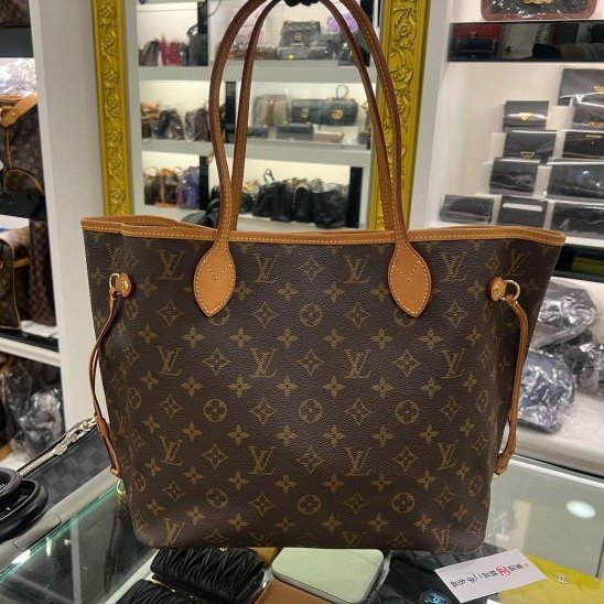 東區正精品㊣LV M40156 NEVERFULL MM 原花字紋購物袋包肩背包中款 RZ6423-0