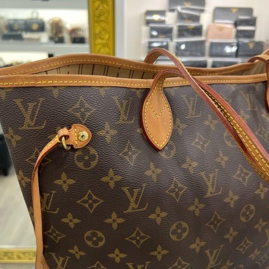 東區正精品㊣LV M40156 NEVERFULL MM 原花字紋購物袋包肩背包中款 RZ6423-2