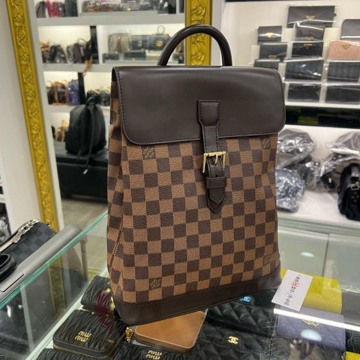 東區正精品㊣LV N51132 Vintage 咖啡色棋盤格翻蓋金釦後背包小款 RZ6424-0