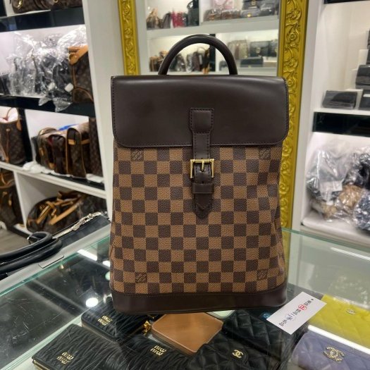 東區正精品㊣LV N51132 Vintage 咖啡色棋盤格翻蓋金釦後背包小款 RZ6424-1