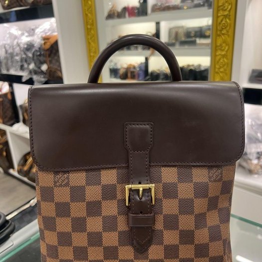 東區正精品㊣LV N51132 Vintage 咖啡色棋盤格翻蓋金釦後背包小款 RZ6424-2
