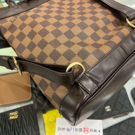 東區正精品㊣LV N51132 Vintage 咖啡色棋盤格翻蓋金釦後背包小款 RZ6424-5