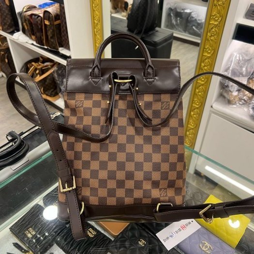 東區正精品㊣LV N51132 Vintage 咖啡色棋盤格翻蓋金釦後背包小款 RZ6424-7