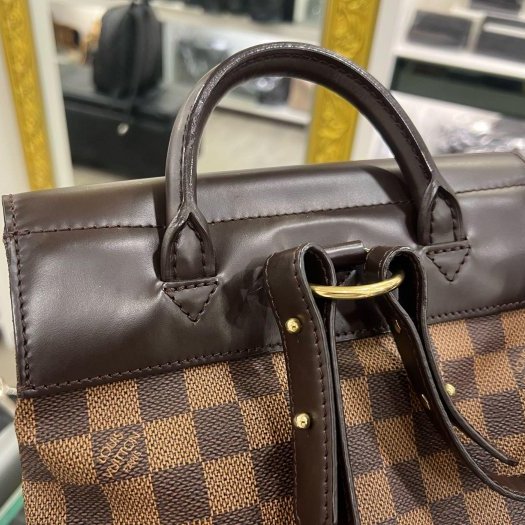 東區正精品㊣LV N51132 Vintage 咖啡色棋盤格翻蓋金釦後背包小款 RZ6424-8