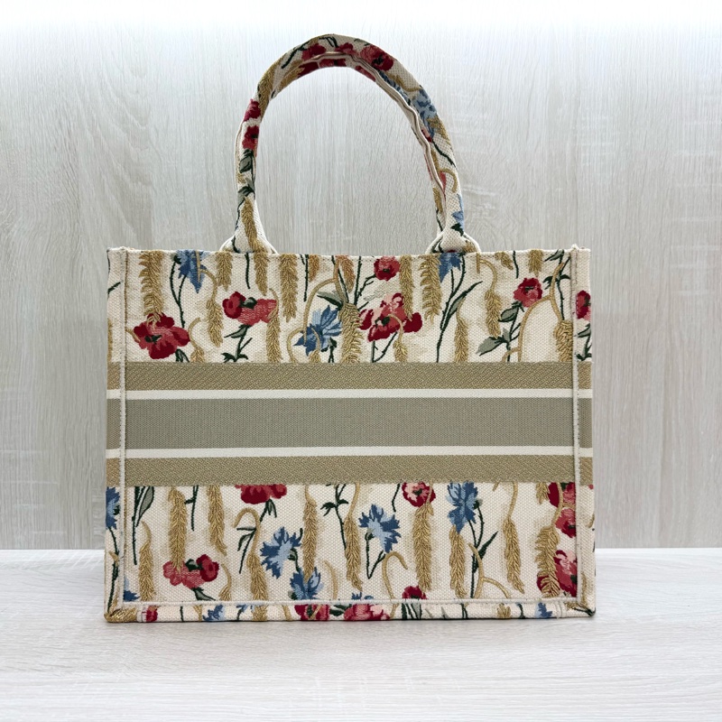 DIOR金色花穗緹花布中號BOOK TOTE托特包-2