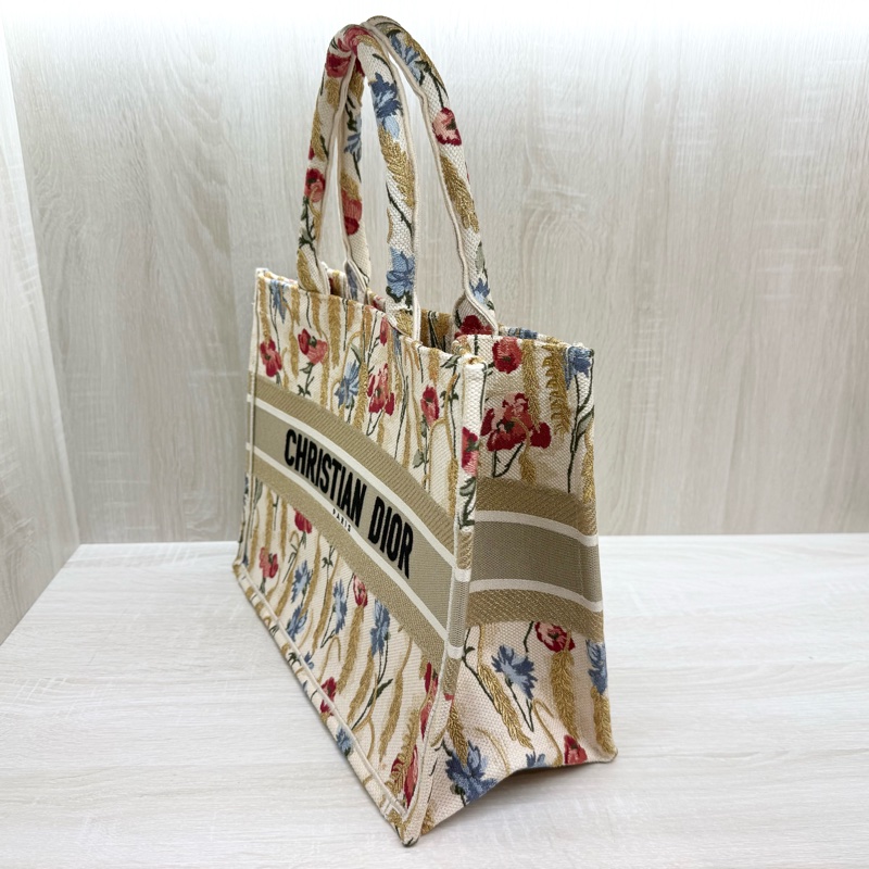 DIOR金色花穗緹花布中號BOOK TOTE托特包-3