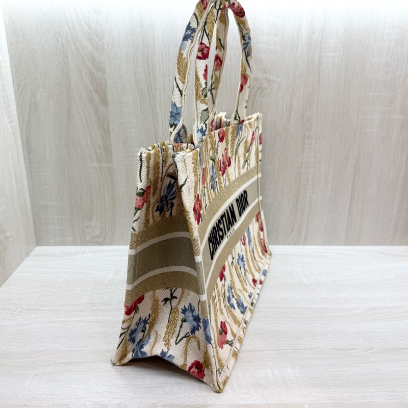 DIOR金色花穗緹花布中號BOOK TOTE托特包-4