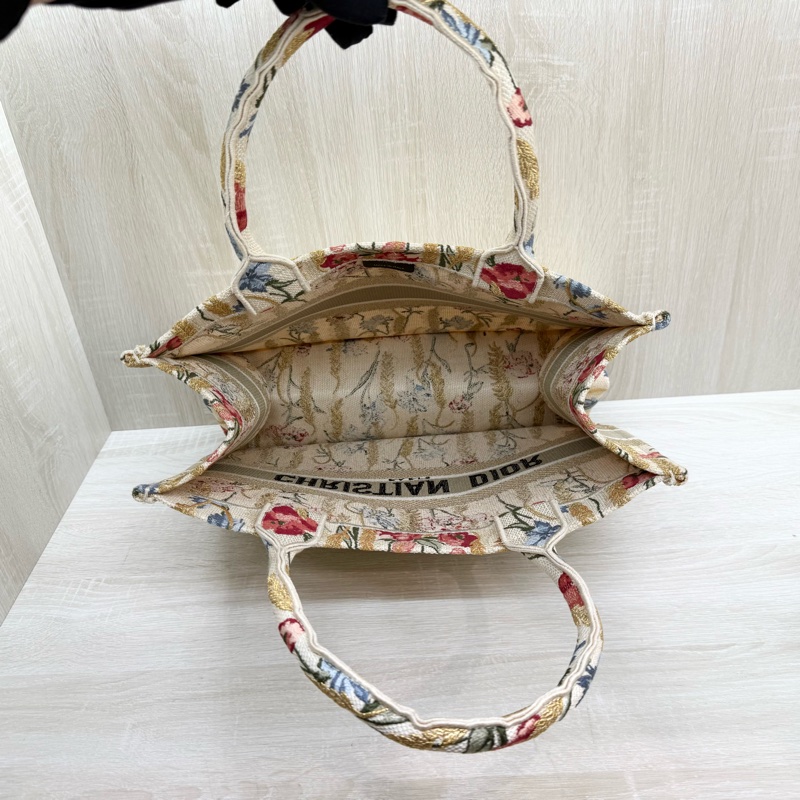 DIOR金色花穗緹花布中號BOOK TOTE托特包-7
