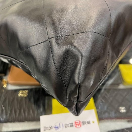 東區正精品㊣CHANEL 22 BAG AS3261 熊貓配色香奈兒黑色全皮米色字金幣金鍊肩背包購物袋包中款 RZ6426-6