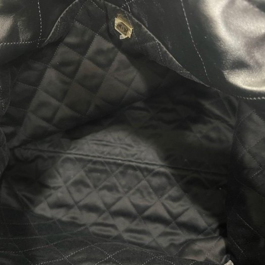 東區正精品㊣CHANEL 22 BAG AS3261 熊貓配色香奈兒黑色全皮米色字金幣金鍊肩背包購物袋包中款 RZ6426-10