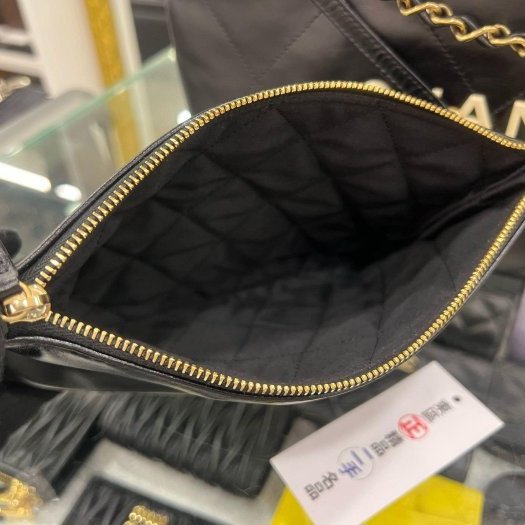 東區正精品㊣CHANEL 22 BAG AS3261 熊貓配色香奈兒黑色全皮米色字金幣金鍊肩背包購物袋包中款 RZ6426-12