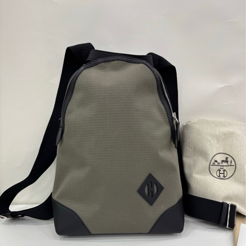 Hermes愛馬仕 allback帆布拼皮雙肩包 ，B刻 閒置 尺寸30×41