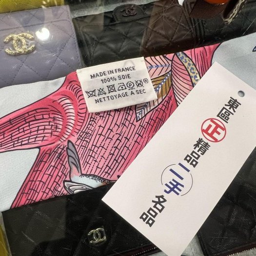 東區正精品㊣ HERMES Twilly 愛馬仕淡藍粉色花卉小鳥圖騰絲巾RZ6427-5
