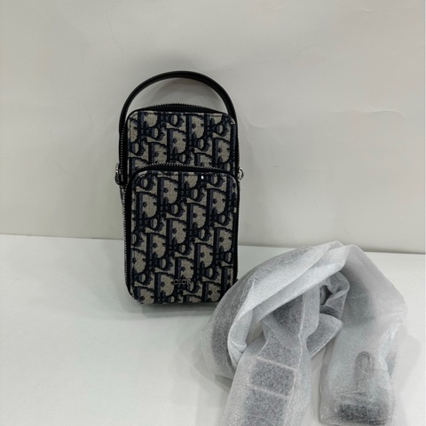 Dior迪奧 超迷你Rider手拿包 Oblique老花提花布料 黑色肩帶 全新