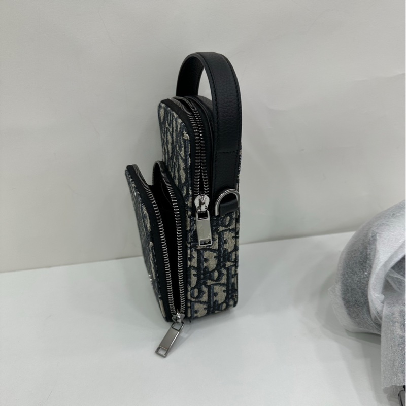 Dior迪奧 超迷你Rider手拿包 Oblique老花提花布料 黑色肩帶 全新-3